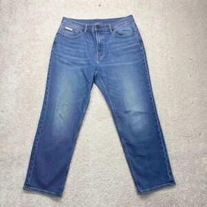 Calvin Klein Original Straight‎ Jeans Womens 32x28 Blue Stretch Denim Mid Rise
